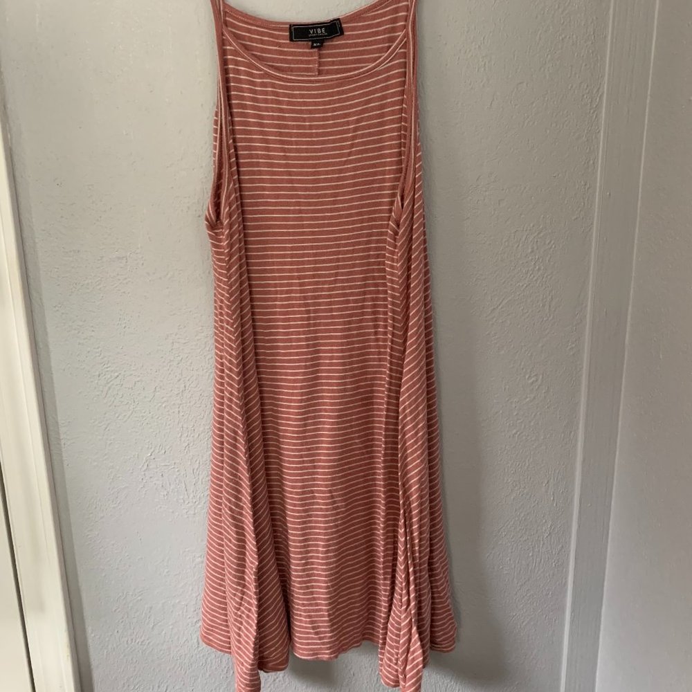 Tank Top Light Pink Striped Flowy Dress